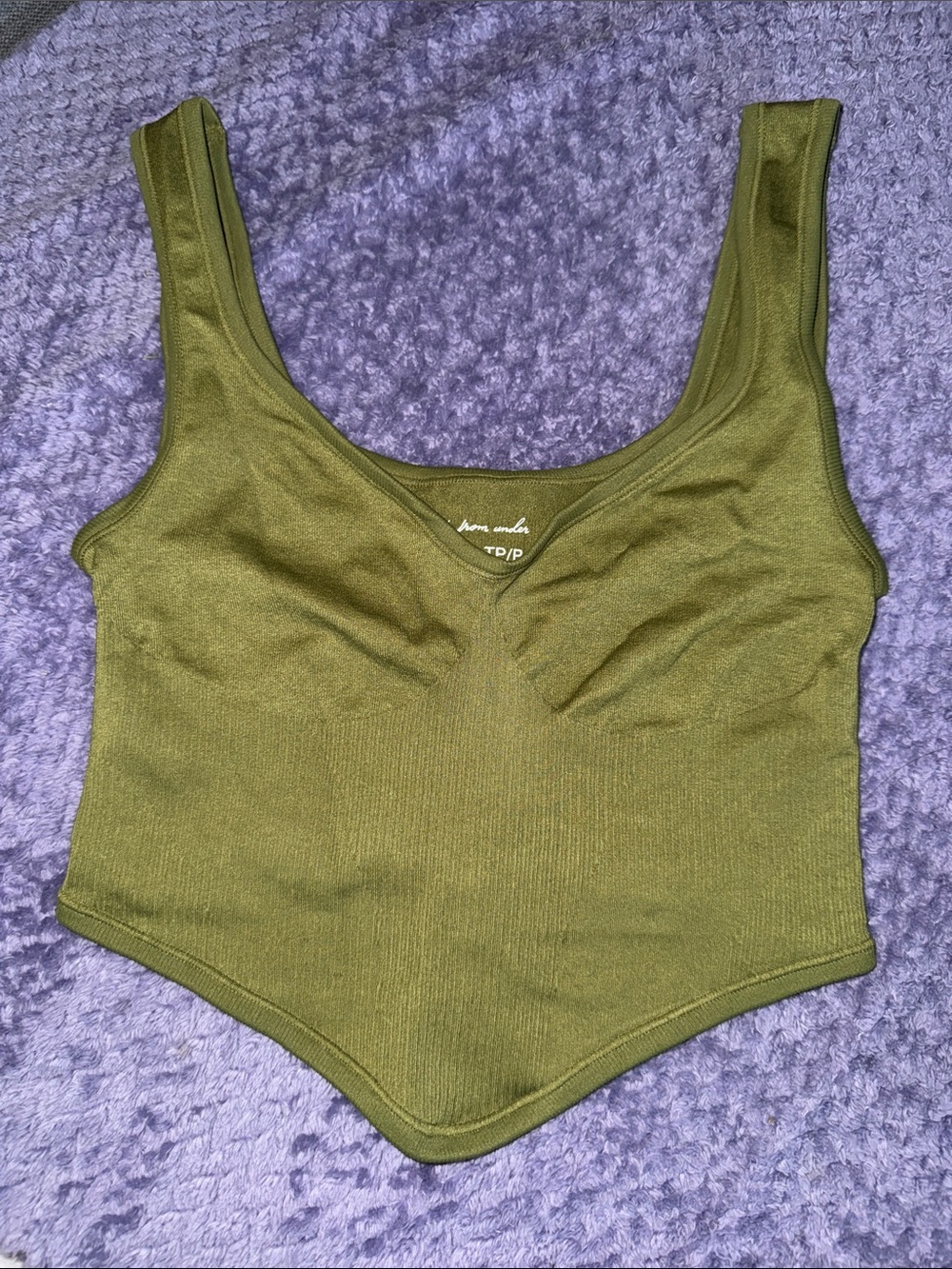 UO Out From Under Green Ribbed Tank Top